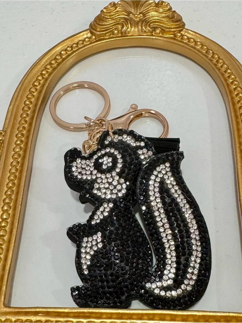 New Black Crystal Skunk  Keychain